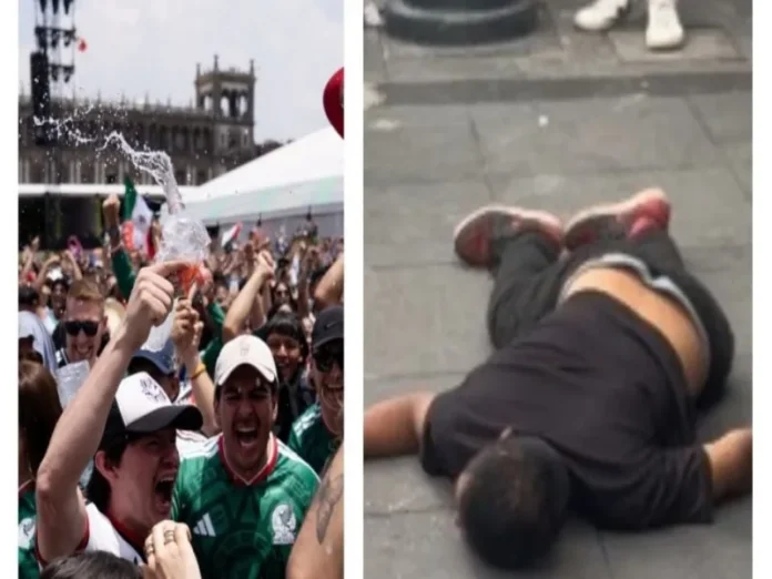 Imagen del Fan Fest en el Zócalo Aficionado cae de estructura en Fan Fest Zócalo durante Mundial 2026